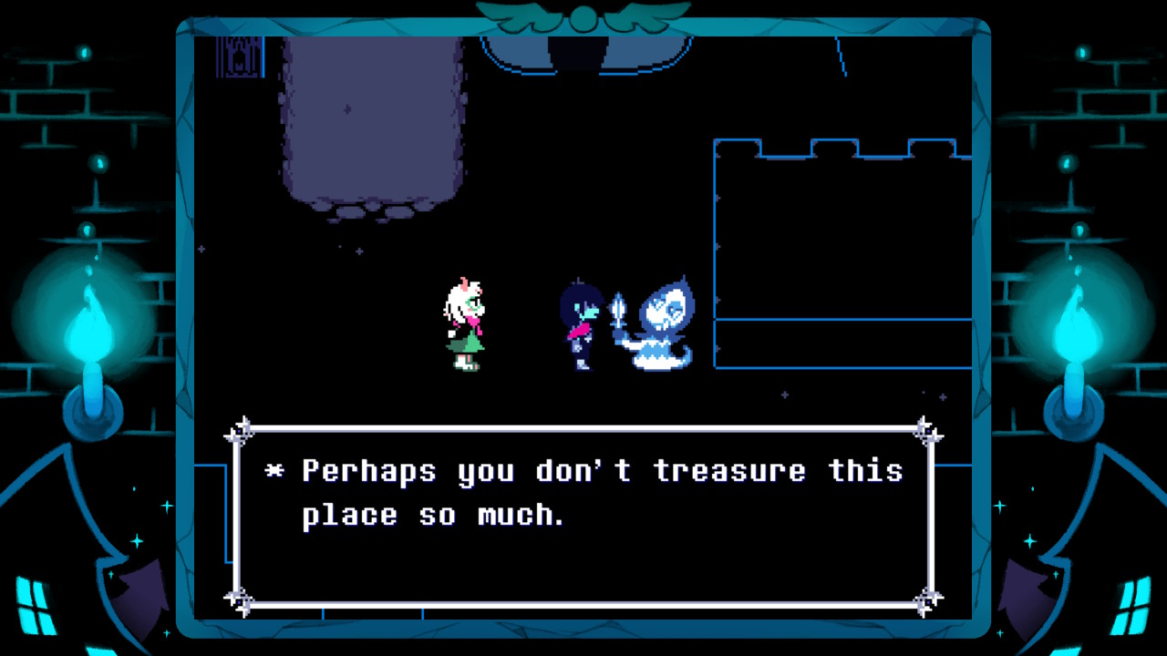 The Castle Rudinn telling the player the town's love value.