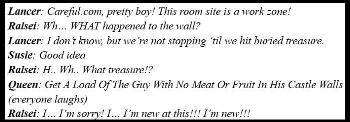 Handwritten transcript of Ralsei's crashout at Lancer for building a hole in his wall.