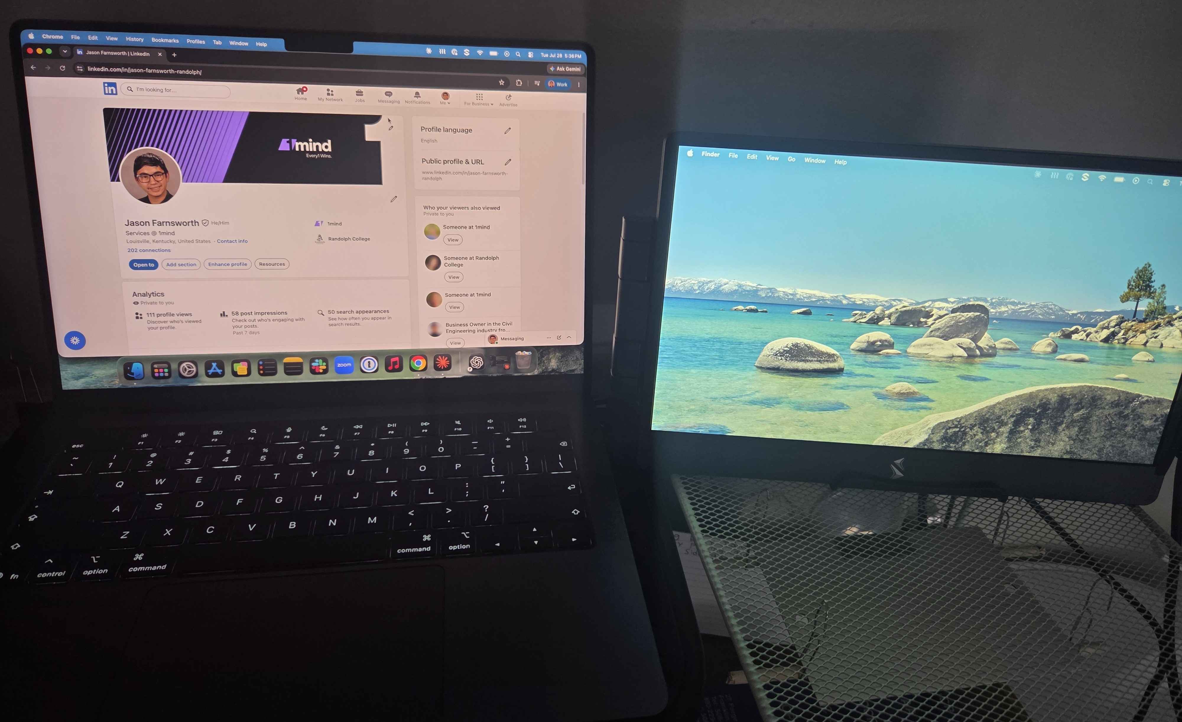 Computer with the Sidetrak side monitor